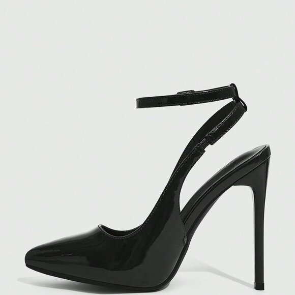 Black Stiletto Women's High Heel Pumps - Picture 9 of 10